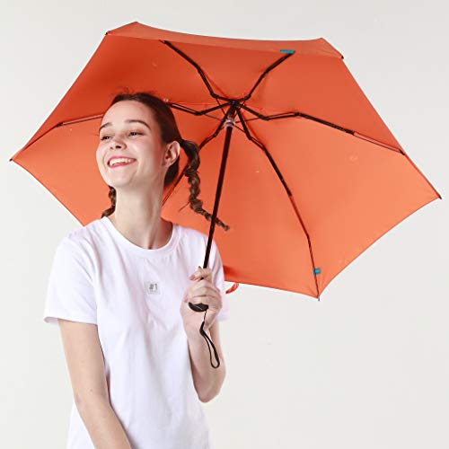 RUMBRELLA Mini Umbrella, Teflon Purse Umbrella with 99% UV Protection Travel Umbrella, Orange