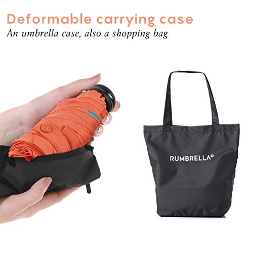 RUMBRELLA Mini Umbrella, Teflon Purse Umbrella with 99% UV Protection Travel Umbrella, Orange