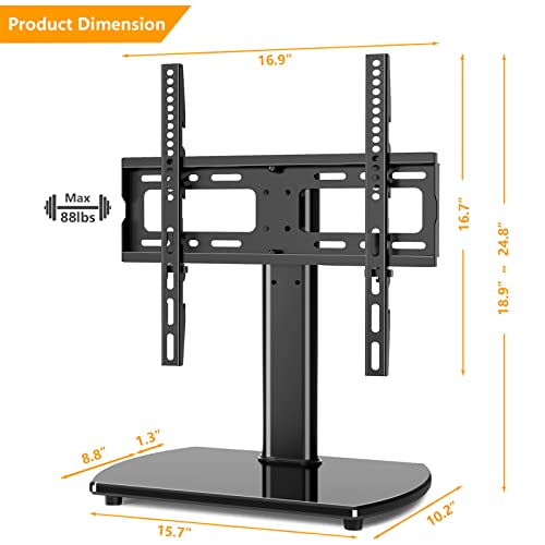 5Rcom Universal TV Stand, Height Adjustable 27 32 37 40 43 46 50 55 60 inch tv Stand, Swivel TV Stand for Bedroom, Living Room, Holds up to 88 lbs, TV Stand Mount