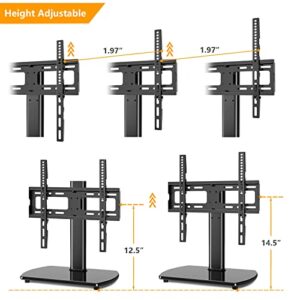 5Rcom Universal TV Stand, Height Adjustable 27 32 37 40 43 46 50 55 60 inch tv Stand, Swivel TV Stand for Bedroom, Living Room, Holds up to 88 lbs, TV Stand Mount