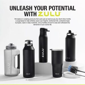 ZULU Ace 24oz Vacuum Insulated Stainless Steel Water Bottle with Chug Spout, Leak-Proof Locking Lid and Removable Base, Metal Reusable Bottle for Sports Gym Travel, White