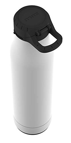 ZULU Ace 24oz Vacuum Insulated Stainless Steel Water Bottle with Chug Spout, Leak-Proof Locking Lid and Removable Base, Metal Reusable Bottle for Sports Gym Travel, White