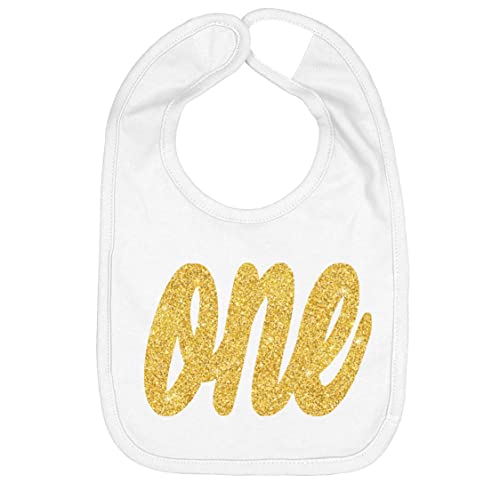 Aiden's Corner Handmade Cute Baby Boy Girl Silver Gold First Birthday Smash Cake Bibs - My 1st Birthday Bib (One Gold White)