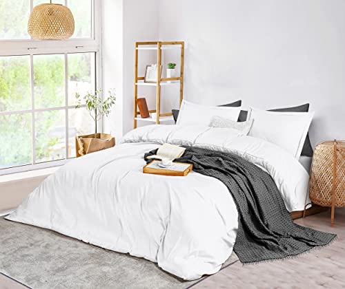 Utopia Bedding Duvet Cover King Size Set - 1 Duvet Cover with 2 Pillow Shams - 3 Pieces Comforter Cover with Zipper Closure - Ultra Soft Brushed Microfiber, 104 X 90 Inches (King, White)