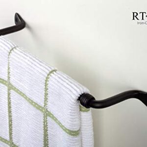 RTZEN Small Elegant Bathroom Hand Towel Holder - Fancy Wrought Iron Kitchen Towel Bar Wall Mount Rod - Matte Black Towel Hanger for Home Kitchen or Office - 13" Rack Fits 10" Hand Towels