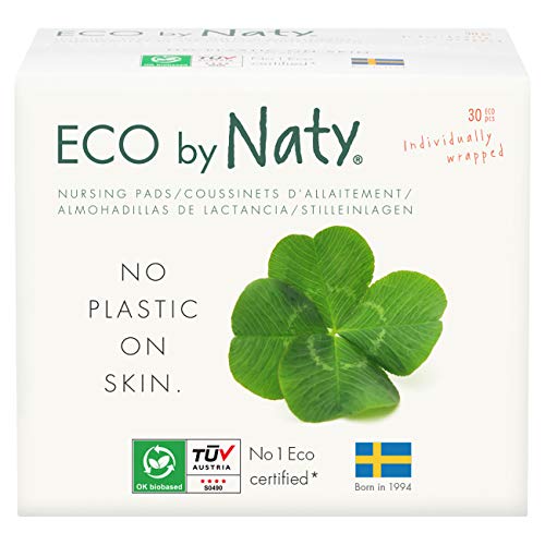 Eco by Naty Nursing Pads – Nipple Pads for Breastfeeding Mothers, Pregnancy and Postpartum, Made from Plant-Based Materials (30 Pads)