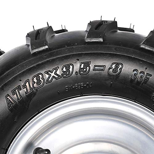 TDPRO 2x Front 19x7-8 & 2x Rear 18X9.5-8 Tubeless Tire With Rim for ATV Go Kart Quad Bike 4 Wheelers