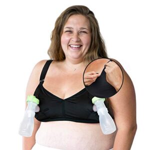 the dairy fairy - handsfree pumping and nursing bra, everyday bra, sleep nursing bra, pumping and nursing bra in one, hands free pumping bra that fits all breast pumps black