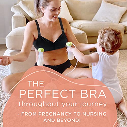 The Dairy Fairy - Handsfree Pumping and Nursing Bra, Everyday Bra, Sleep Nursing Bra, Pumping and Nursing Bra in One, Hands Free Pumping Bra That Fits All Breast Pumps Black