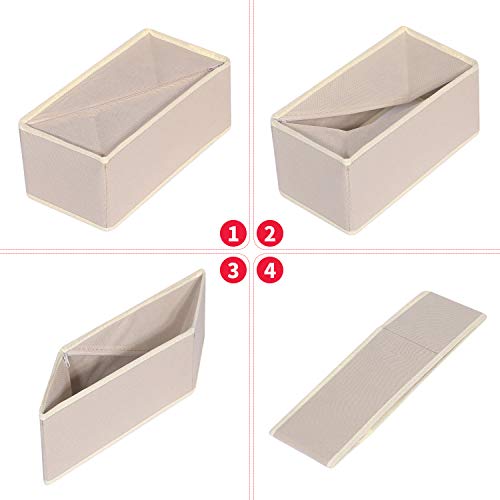 DIOMMELL 9 Pack Foldable Cloth Storage Box Closet Dresser Drawer Organizer Fabric Baskets Bins Containers Divider for Clothes Underwear Bras Socks Lingerie Clothing,Beige 090