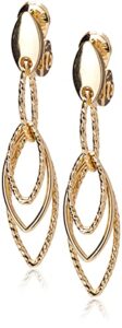 anne klein women's gold diamond textured linear ez comfort clip earrings