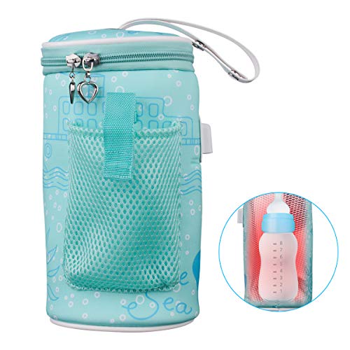 ONEVER Portable Bottle Warmer for Travel Bottle Warmer Baby Bottle Warmer Bag Milk Warmer for breastmilk Heater Insulated Storage Bag Thermostat Bag for Feed Newborn USB Charging