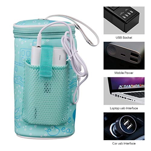 ONEVER Portable Bottle Warmer for Travel Bottle Warmer Baby Bottle Warmer Bag Milk Warmer for breastmilk Heater Insulated Storage Bag Thermostat Bag for Feed Newborn USB Charging