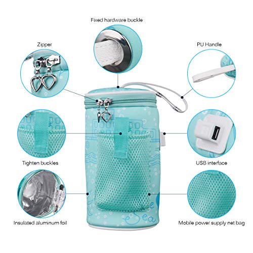 ONEVER Portable Bottle Warmer for Travel Bottle Warmer Baby Bottle Warmer Bag Milk Warmer for breastmilk Heater Insulated Storage Bag Thermostat Bag for Feed Newborn USB Charging