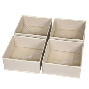 diommell 4 pack foldable cloth storage box closet dresser drawer organizer fabric baskets bins containers divider for clothes underwear bras socks clothing,beige 400