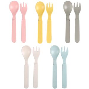 shopwithgreen 10 pcs bamboo toddler utensils set, kids spoons and forks flatware cutlery set, bpa free | dishwasher safe, child and baby feeding for dinner, dessert