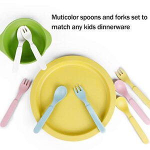 Shopwithgreen 10 PCS Bamboo Toddler Utensils Set, Kids Spoons and Forks Flatware Cutlery Set, BPA Free | Dishwasher Safe, Child and Baby Feeding for Dinner, Dessert