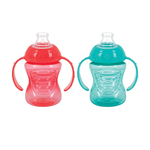 Nuby Two-Handle No-Spill Super Spout Grip N' Sip Cu (4 Count, CMV)