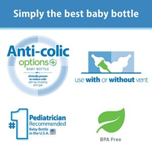 Dr. Brown’s Natural Flow® Anti-Colic Options+™ Narrow Baby Bottles 4 oz/120 mL, with Level 1 Slow Flow Nipple, 3 Pack, 0m+ Pink