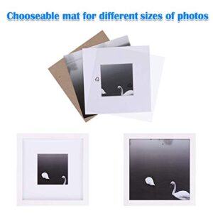 Egofine 8x8 Picture Frames 4 PCS - Made of Solid Wood Covered by Plexiglass for Table Top Display and Wall Mounting Photo Frame for Pictures 4x4/6x6 with Mat White