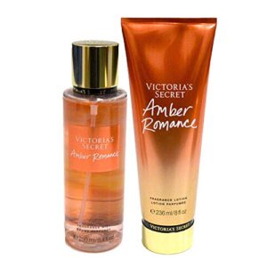 victoria's secret amber romance set: fragrance body mist & all-skin lotion