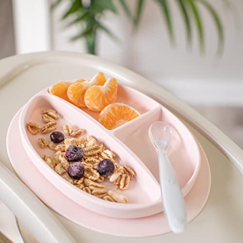 Kcuina Silicone Baby Feeding Set - Suction Plate, Bowl with Lid, Baby Spoons, and Bibs. First Stage Self-Feeding Utensils Set. Food Grade Silicone. BPA Free.