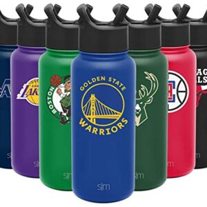 Simple Modern Officially Licensed NBA Golden State Warriors Water Bottle with Straw Lid | Vacuum Insulated Stainless Steel 32oz Thermos | Summit Collection | Golden State Warriors