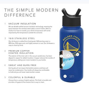 Simple Modern Officially Licensed NBA Golden State Warriors Water Bottle with Straw Lid | Vacuum Insulated Stainless Steel 32oz Thermos | Summit Collection | Golden State Warriors