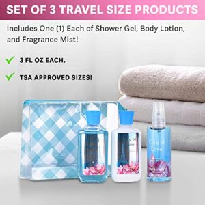 Vital Luxury Bath & Body Care Travel Set - Home Spa Set with Body Lotion, Shower Gel and Fragrance Mist (City of Love)