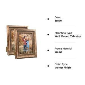 ZBEIVAN 2-Pack 5x7 Picture Frames Set Vintage Brown Family Art Rustic Photo Frame for Tabletop Stand or Wall Hanging