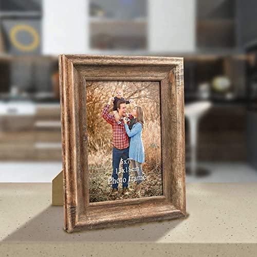 ZBEIVAN 2-Pack 5x7 Picture Frames Set Vintage Brown Family Art Rustic Photo Frame for Tabletop Stand or Wall Hanging