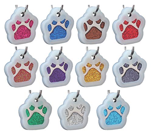 io tags Pet ID Tags Silencer for Dog and Cat Glitter Paw Print Tag (Silencer Only)