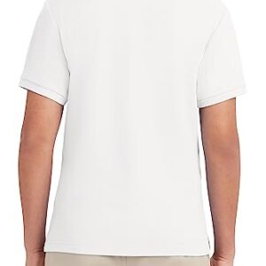 Nautica Young Mens Uniform Short Sleeve Stretch Pique Polo, White, 34/25