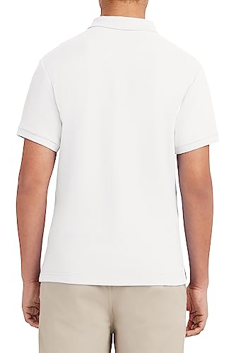 Nautica Young Mens Uniform Short Sleeve Stretch Pique Polo, White, 34/25