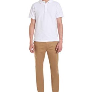 Nautica Young Mens Uniform Short Sleeve Stretch Pique Polo, White, 34/25