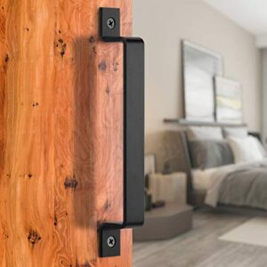 FaithLand Barn Door Handle, Black 10 inch Gate Handle Set (Pack of 2), Door Pull, Pull Handle for Sliding Barn Door Gate Cabinet Closet Drawer Garage Shed- 2 Sets of Different Lengths Screws Included