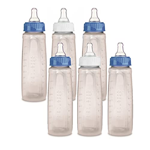 First Essentials by NUK Baby Bottle, Medium Flow, Blue and White, 6 Count (Pack of 1)