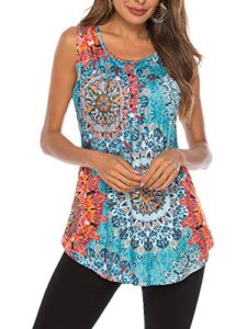 famulily women's maternity wear tank tops comfy floral sleeveless tshirts blouse large blue