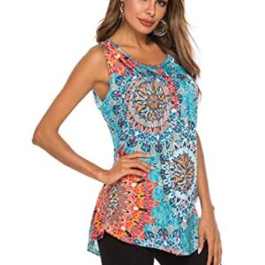 Famulily Women's Maternity Wear Tank Tops Comfy Floral Sleeveless Tshirts Blouse Large Blue