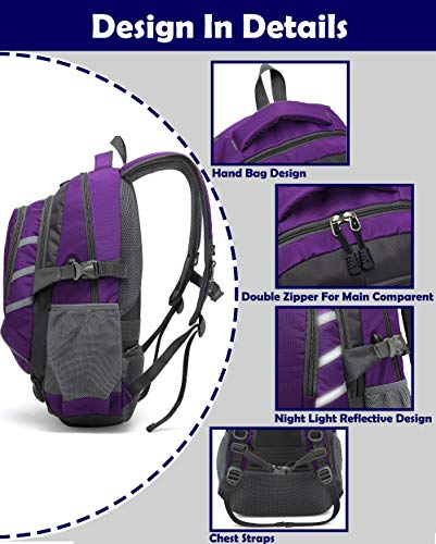 ProEtrade Backpack Daypack for College Laptop Travel, Computer Bookbag Bag with USB Charging Port Anti Theft Laptop Compartment Fits 15.6 Inch Notebook, Gifts for Men & Women (Purple)