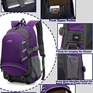 ProEtrade Backpack Daypack for College Laptop Travel, Computer Bookbag Bag with USB Charging Port Anti Theft Laptop Compartment Fits 15.6 Inch Notebook, Gifts for Men & Women (Purple)