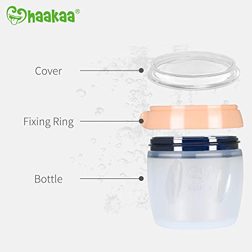 Haakaa Breastmilk Storage Bottle Reusable Wide Neck Silicone Milk Storage Container BPA Free, Nude (5oz, 1 Count)