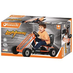 Hauck Lightning - Pedal Go Kart | Pedal Car | Ride On Toys for Boys & Girls with Ergonomic Adjustable Seat & Sharp Handling - Orange, Large
