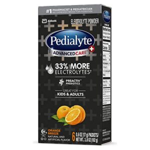 Pedialyte AdvancedCare Plus Electrolyte Powder, with 33% More Electrolytes and PreActiv Prebiotics, Orange Breeze, Electrolyte Drink Powder Packets, 0.6 oz, 6 Count