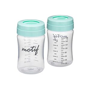 motif medical breast milk storage bottles - two 160ml bottles with sealing discs - milk collection containers - compatible with the luna breast pump