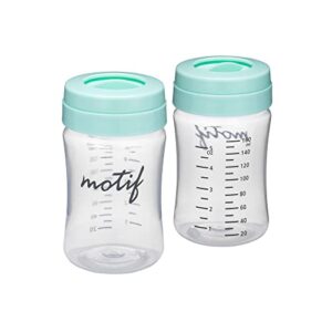 Motif Medical Breast Milk Storage Bottles - Two 160mL Bottles with Sealing Discs - Milk Collection Containers - Compatible with The Luna Breast Pump