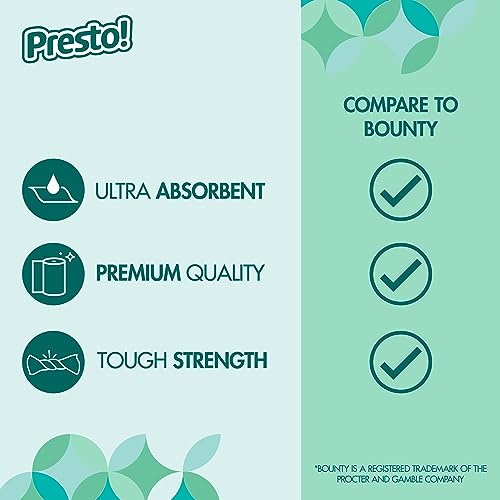 Amazon Brand - Presto! Flex-a-Size Paper Towels, 158 Sheet Huge roll, 6 Rolls, Equivalent to 19 Regular Rolls, White