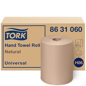 tork paper towel roll natural h86, universal, for mini dispensers, 6 rolls x 550 ft, 8631060