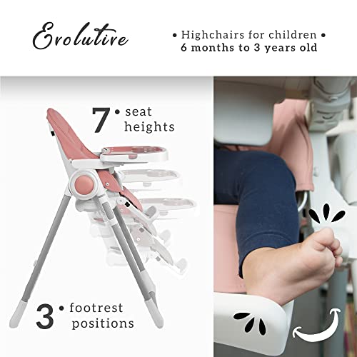 Sweety Fox Baby High Chair Adjustable to 7 Different Heights - Pink Baby Chair - Silla para Comer de Bebe - Foldable High Chairs for Babies and Toddlers