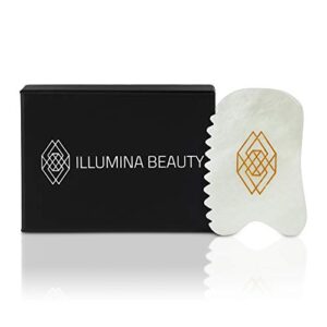 illumina beauty gua sha facial tool, unique 4-edge guasha tool for face, jade gua sha stone, lymphatic drainage face sculpting tool